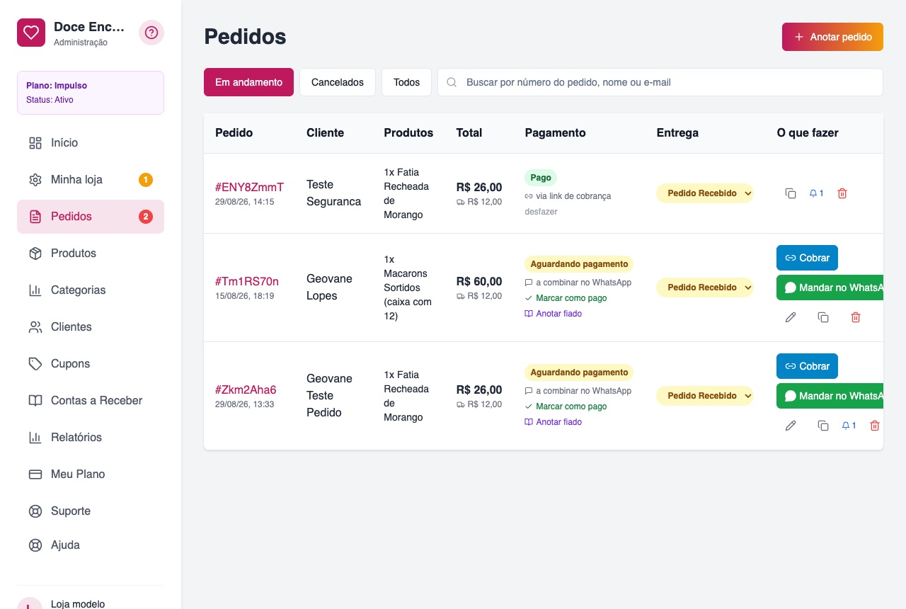 A tela Pedidos, com o contador de avisos do mês